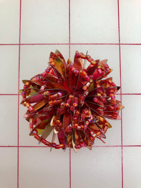 Applique - Red Bead and Sequin Flower Close-Out