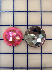 Decorative Gems - 1.5-inch Round Sew-On Gems Bright Pink 3-Pack Close-Out