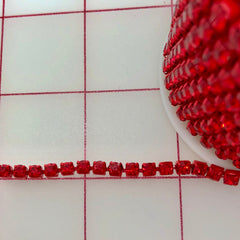 Rhinestone Banding - 16ss Cup Chain Red