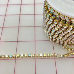 Rhinestone Banding - 18ss Cup Chain Crystal AB in Gold