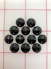 Rhinestones - 11mm Czech Jet Black Round Sew-On 12-Pack