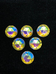 Rhinestones - 13mm Czech AB Crystal Round Sew-On 6-Pack