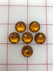 Rhinestones - 15mm Czech Topaz Round Sew-On 6-Pack