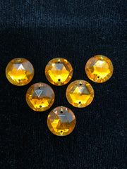 Rhinestones - 15mm Czech Topaz Round Sew-On 6-Pack