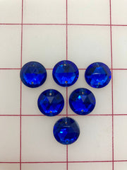 Rhinestones - 15mm Czech Sapphire Round Sew-On 6-Pack