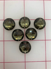 Rhinestones - 15mm Czech Black Diamond Round Sew-On 6-Pack
