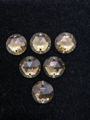 Rhinestones - 15mm Czech Black Diamond Round Sew-On 6-Pack