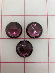 Rhinestones - 18mm Czech Amethyst Round Sew-On 3-Pack