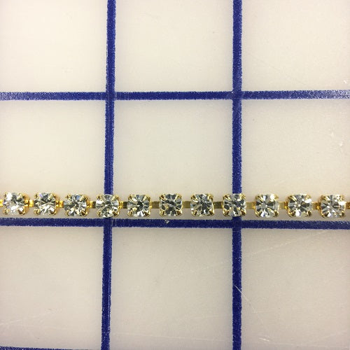 Rhinestone Trim - #18CG Czech Chain 18ss Crystal on Gold