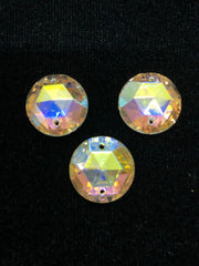 Rhinestones - 18mm Czech AB Crystal Round Sew-On 3-Pack