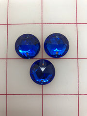 Rhinestones - 18mm Czech Sapphire Round Sew-On 3-Pack