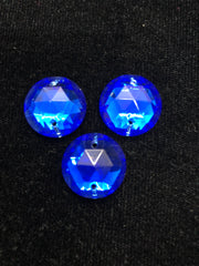 Rhinestones - 18mm Czech Sapphire Round Sew-On 3-Pack