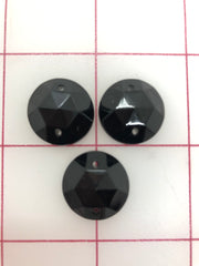 Rhinestones - 18mm Czech Jet Round Sew-On 3-Pack
