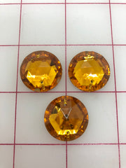 Rhinestones - 22mm Czech Topaz Round Sew-On 3PK
