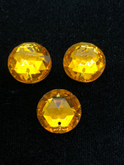 Rhinestones - 22mm Czech Topaz Round Sew-On 3PK