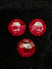 Rhinestones - 22mm Czech Siam Ruby Round Sew-On 3PK
