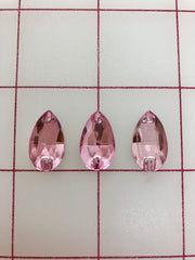 Rhinestones - 10x18mm Czech "Bright-Cut" Light Rose Pear-Shape Sew-On