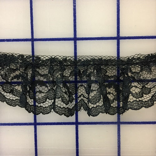 Ruffled Lace Trim - 1.25-inch Ruffled Lace Black