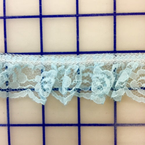 Ruffled Lace Trim - 1.25-inch Ruffled Lace Light Blue