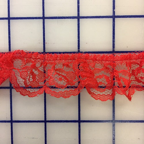 Ruffled Lace Trim - 1.25-inch Ruffled Lace Red