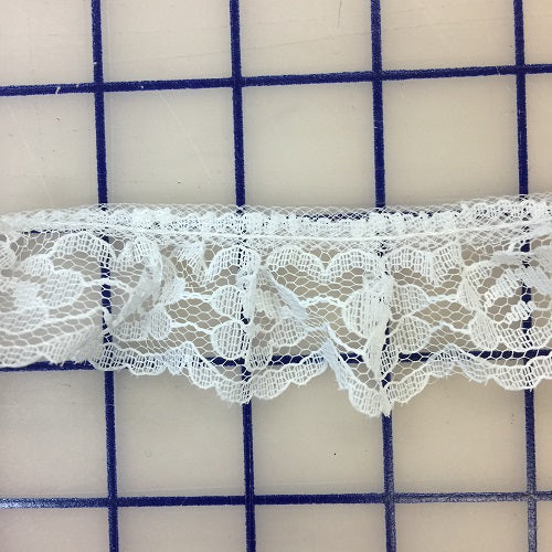 Ruffled Lace Trim - 1.25-inch Ruffled Lace White