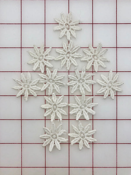 Applique - Beautiful Set of 12 White Dyeable Flower Motifs Close-Out