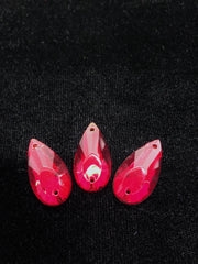 Rhinestones - 27X14mm Czech Siam Ruby Pear-Shape Sew-On 3PK