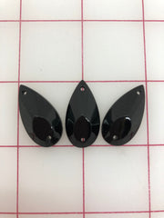 Rhinestones - 27X14mm Czech Jet Black Pear-Shape Sew-On 3PK