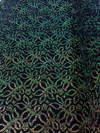 Stretch Lace - 52-inches Wide Metallic Black Green and Gold Close-Out