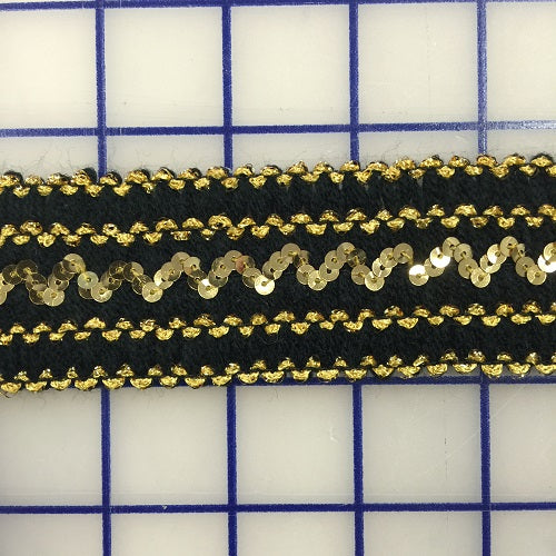 Stretch Trim - 1.5-inch Black and Gold