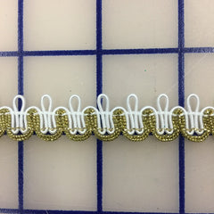 Metallic Trim - 1/2-inch Metallic Loop Braid Gold White