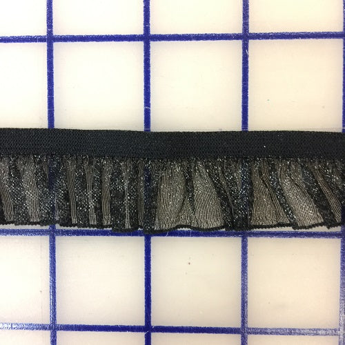 Stretch Trim - 1-inch Ruffled Organza Black