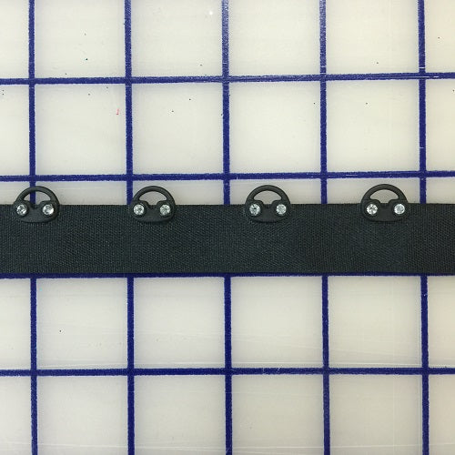 Non-Metallic Trim - 1-inch Eyelet Trim with Rhinestones Black