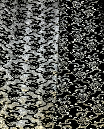 Brocade - 50-inches Wide Reversible Metallic Black/Silver