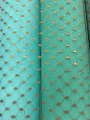 Tutu Net - 56-inches Wide Stiff Aqua Net with Metallic Gold Design