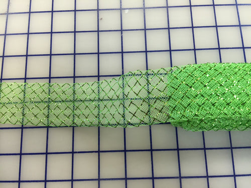 Horsehair: 1.5-inch Waffle Ribbon Apple Green