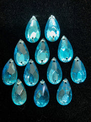 Rhinestones - 20x11mm Czech Aqua Pear-Shape Sew-On 12-Pack