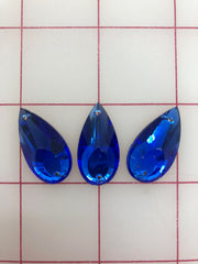 Rhinestones - 27X14mm Czech Sapphire Pear-Shape Flat-Back Sew-On 3PK