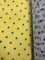 Tutu Net - 54-inches Wide White with Small Blue Flocked Polka Dots