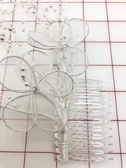 Wired Flowers on a Comb Hair Accessory White Only 4 Left!