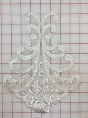 Applique - White Embroidered on Organza - Dyes Beautifully!