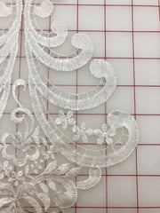 Applique - White Embroidered on Organza - Dyes Beautifully!