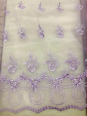 Grab Bag - Fancy Organza - 52-inches Wide Lavender Embroidered 3/4YD Piece Left!