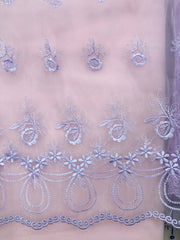 Grab Bag - Fancy Organza - 52-inches Wide Lavender Embroidered 3/4YD Piece Left!