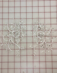 Applique - Silver Sequined White Pairs