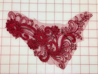 Applique - Beautiful Burgundy-Sequined Lace Motifs Close-Out Only 3 Left!