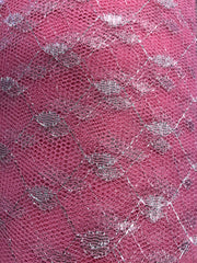 Tutu Net - 54-inches Wide American Beauty Rose with Silver Metallic Design