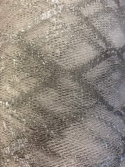 Tutu Net - 54-inches Wide White with Silver Metallic Diamond Shapes