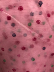 Sparkle Organza - 54-inches Wide Party Pink Polka Dots