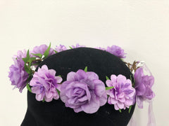 Flowers - Wreath Lilac and Lavender Flowers with Green Leaves